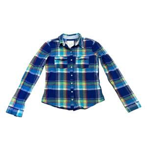Gilly Hicks Medium Long Sleeve Plaid shirt top button down cotton Academia